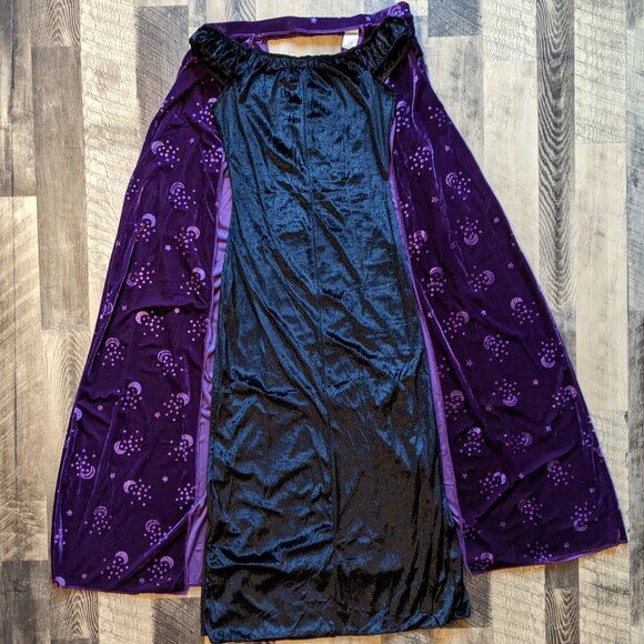 Spirit Halloween Adult Celestial Witch Costume Black Dress Velvet Purple Cape - Picture 4 of 8